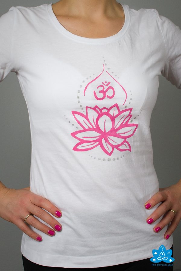 Maľované tričko ružový lotos